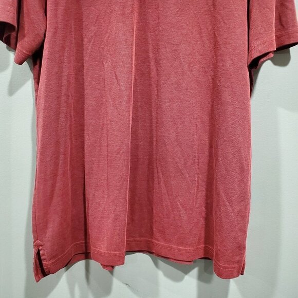 Travis Mathew Polo Shirt Mens XL Burgundy Red Chambray Golf Casual Short Sleeve - Picture 3 of 13